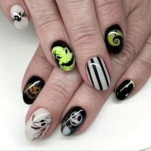 24 pcs Disney Nightmare Before Christmas Press-on Nails Jack Skellington Zero
